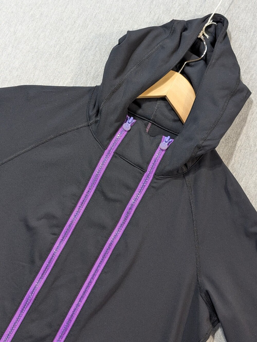 Lululemon Double Zipper Hooded Jacket Women's 10 Black Purple Rare
